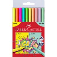 Carioca set 10 culori neon+pastel Faber-Castell Grip FC155312