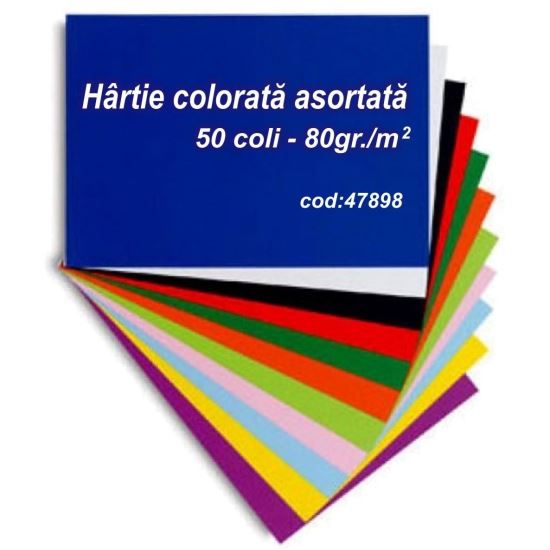 Hartie colorata asortata A4 80g/mp - 50 coli/set