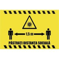 Afis autocolant A4 distantare sociala 1.5 m