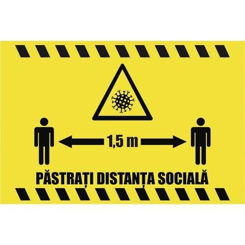 Afis autocolant A4 distantare sociala 1.5 m