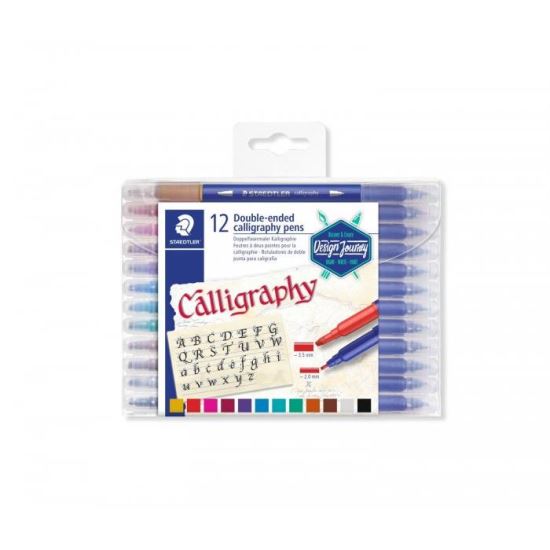 Marker caligrafie cu 2 capete Staedtler  - 12 culori/set