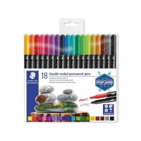 Marker permanent Staedtler cu 2 capete 18 culori