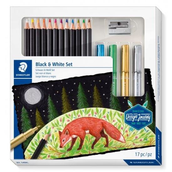 Creioane color Staedtler 12 culori Super moale + 4 markere metalice + ascutitor
