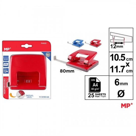 Perforator MP 25 coli 2 perforatii culori asortate PA622