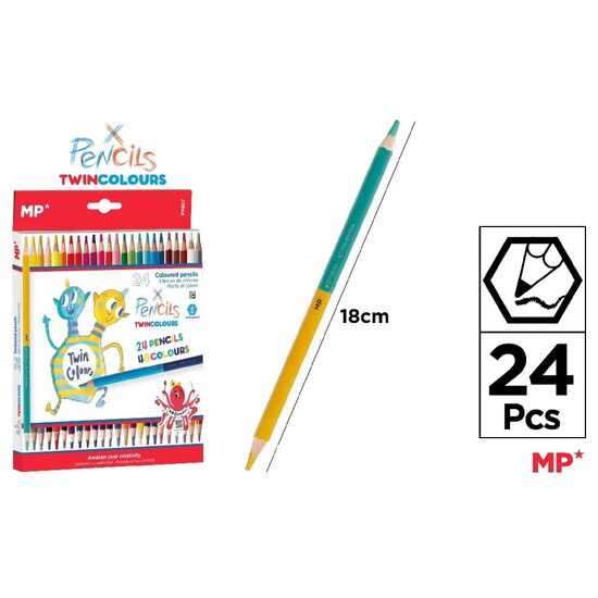 Creioane colorate bicolor hexagonale 24/set PP807