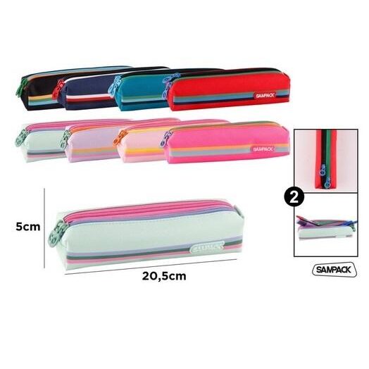 Etui 2 fermoare Sampack culori diverse PA298-03