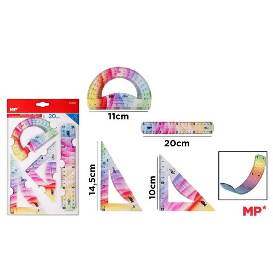 Set geometrie 4 piese flexibil Fantasy Rainbow PA159P