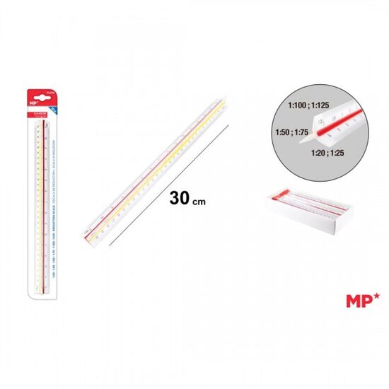 Rigla plastic triunghiulara 30 cm 3 scale PL010