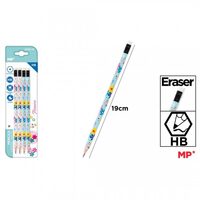 Set 4 Creioane grafit HB hexagon-radiera PE335-04 