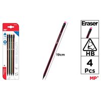 Set 4 Creioane grafit HB triunghiulare-radiera PE332