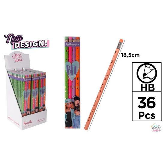 Set 4 Creioane grafit HB rotund-radiera BD23011