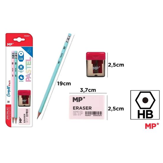 Set 2 Creioane HB pastel+radiera+ascutitoare PA667