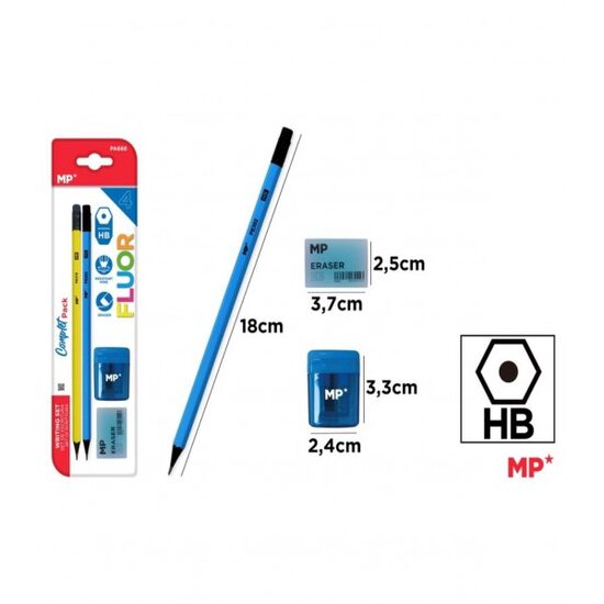 Set 2 Creioane HB fluor+radiera+ascutitoare PA668