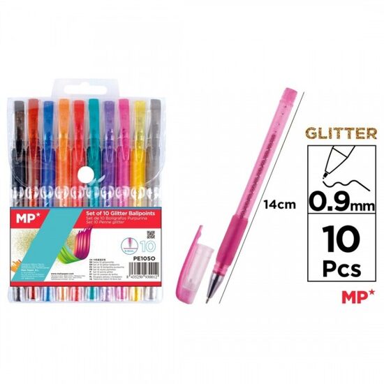 Set 10 pixuri cu gel Glitter 0,9 mm pastel PE105O
