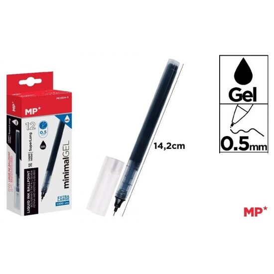 Roller cu gel negru 0,5 mm Super Long PE256N-S