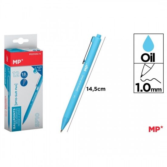 Pix retractabil albastru deschis cerneala ulei 1mm PE233AC-S