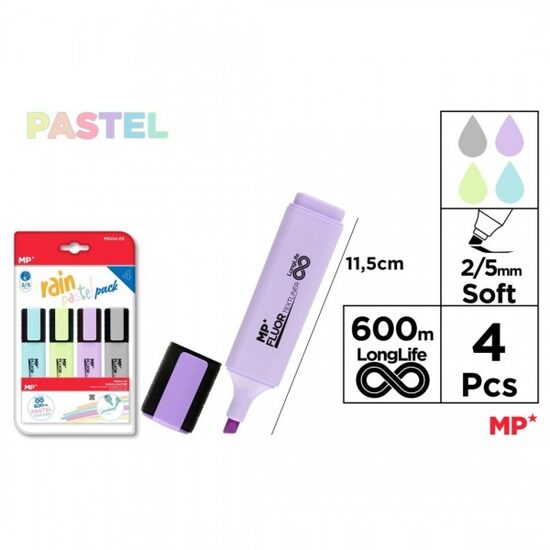 Set 4 markere pastel Rain 2/5 mm PE534-03