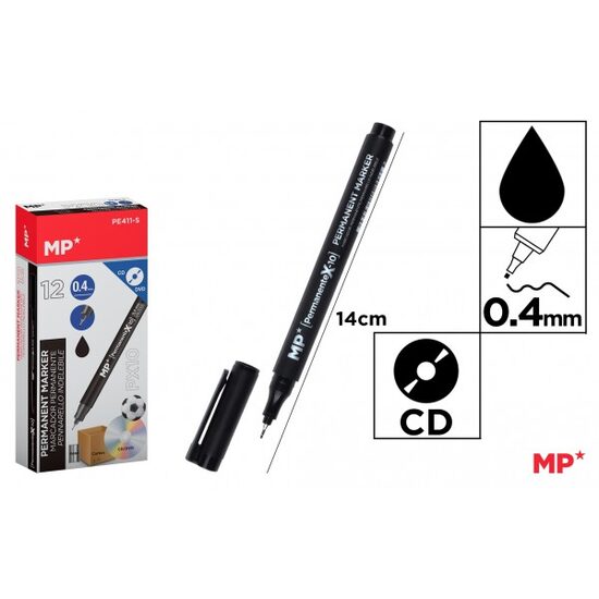 Marker permanent negru CD/DVD 0,4 mm PE411-S