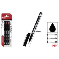 Set 3 fineliner negru 0,2-0,4-0,8 mm arta si desen PE346-02