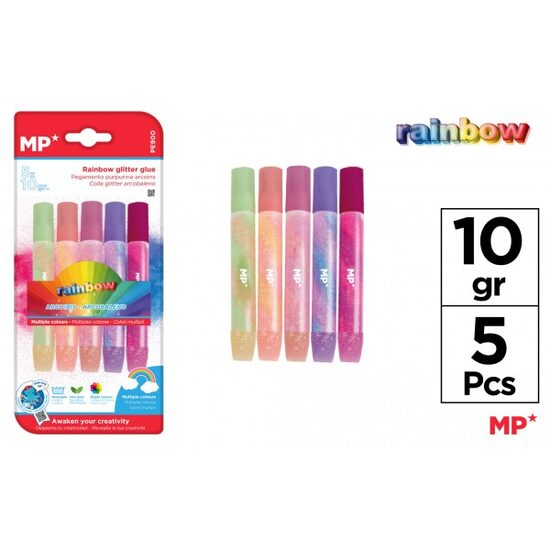Lipici cu sclipici 5x10 gr Rainbow PE900