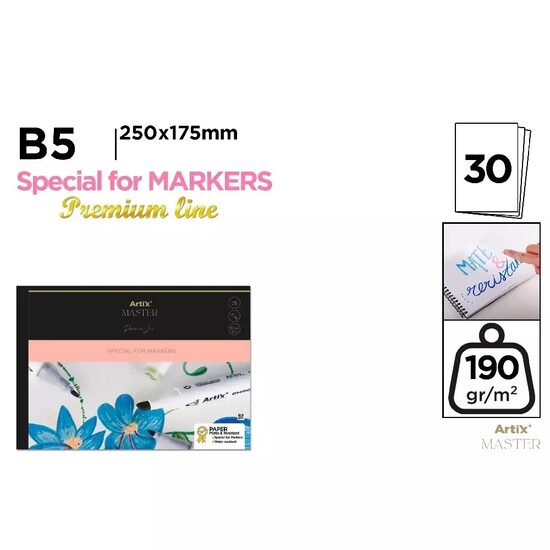 Bloc desen marker B5 Artix Spira 30 coli 190gr-M2 PB317