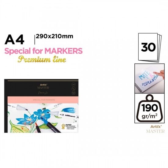 Bloc desen marker A4 Artix Spira 30 coli 190gr-M2 PB318