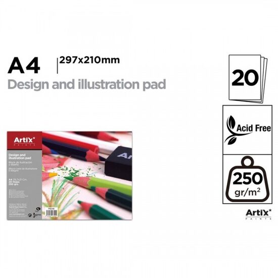 Bloc desen si ilustratii A4 Artix 20 coli 250gr-M2 PB348
