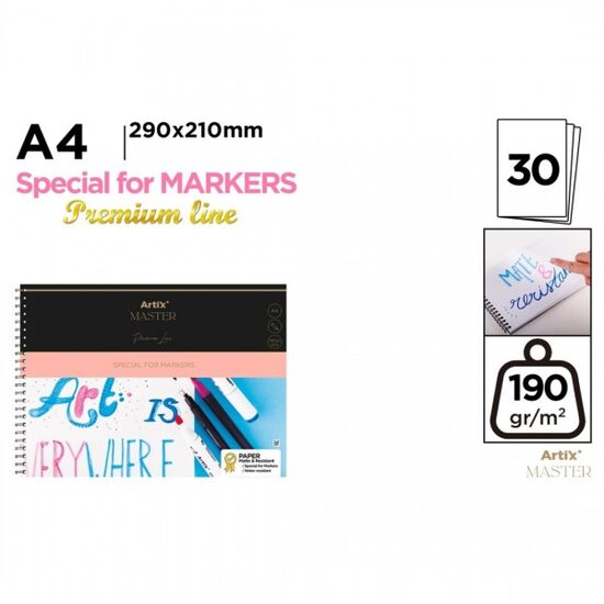 Bloc desen marker A4 Artix Spira 30 coli 190gr-M2 PB308