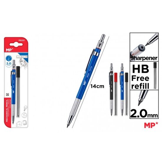 Creion mecanic + mine 2 mm cu grip metalic PE223