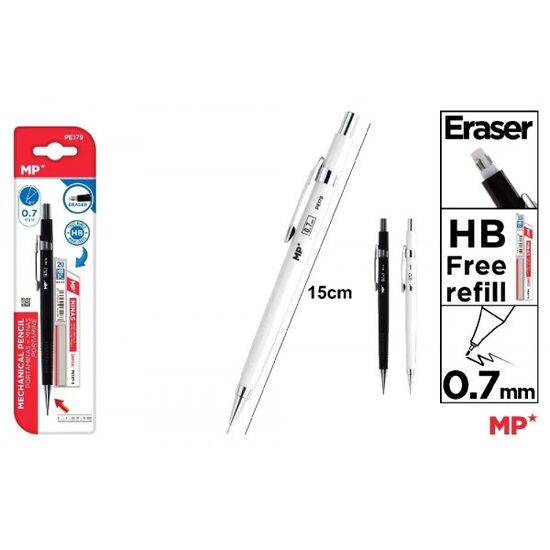 Creion mecanic + mine 0,7 mm cu radiera PE179