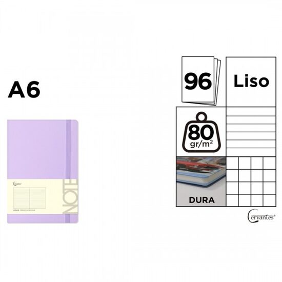 Notes A6 Cervantes cu elastic 96 file mov pastel PB663