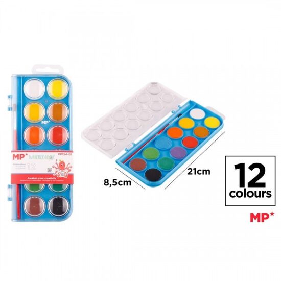 Acuarele Tempera 12 buc/set + pensula PP154-01