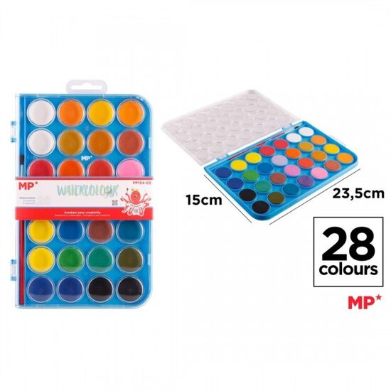 Acuarele Tempera 28 buc/set + pensula PP154-02