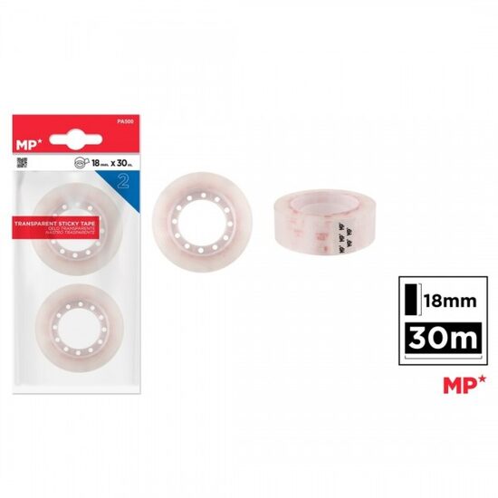 Banda adeziva transparenta 18 mm x 30 m 2/set PA500