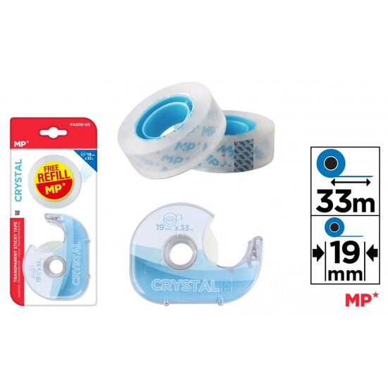 Dispenser cu 2 benzi adezive cristal 19 mm x 33 m PA509-05