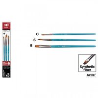 Set 3 pensule profesionale Artix varf rotund/drept/tesit 0-6-8 PP396-02