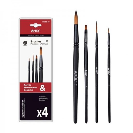 Set 4 pensule profesionale Artix varf sintetic 2-4-5-12 PP389-03