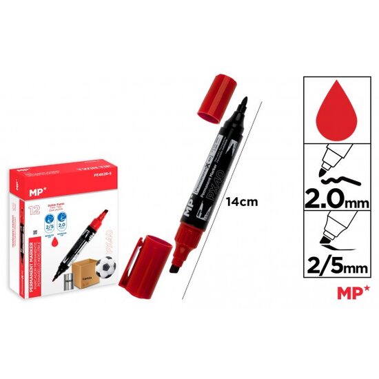 Marker permanent rosu 2 capete 2-2,5 mm PE462R-S