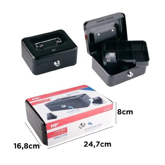 Cutie metalica cu cheie 8x16.8x24.7 cm neagra PA214-03