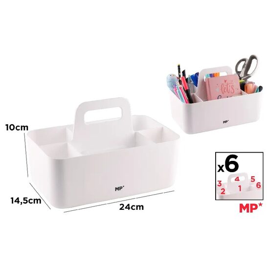 Organizator plastic alb pentru birou 6 compartimente PA924B