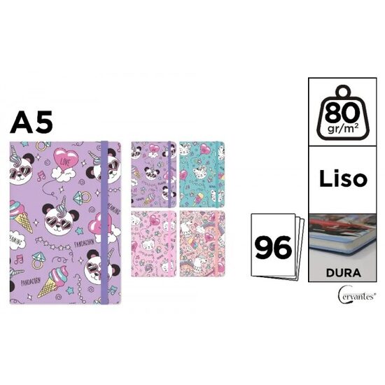 Bloc notes A5 Cervantes cu elastic 96 file Panda PB829-65