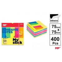 Post It cub 75x75 mm cu stick index steag 400 file culori intense PN183 MP