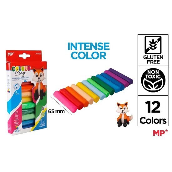 Plastilina 12 culori intense non-toxica 140 gr PY052 MP