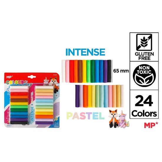 Plastilina 24 culori intense+pastel 200 gr PY047 MP