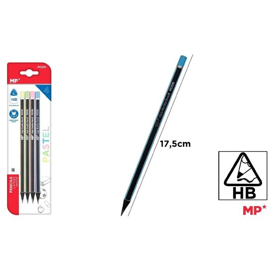 Set 4 creioane grafit HB negre-pastel PE338