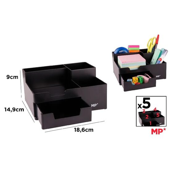 Organizator birou 5 compartimente negru PA926N