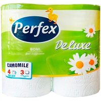 Hartie igienica Perfex Deluxe 4 Role, 145 Foi, 3 straturi, Chamomile