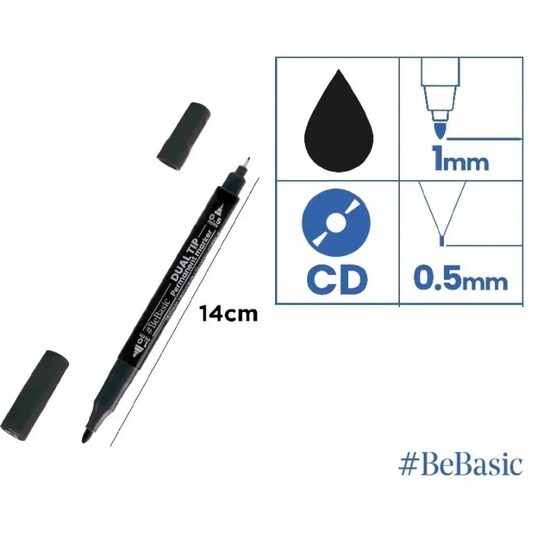 MARKER PERMANENT BeBasic PENTRU CD 2 CAPETE 0.5MM-1.0MM NEGRU S056-01 MP
