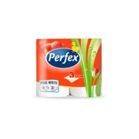 Hârtie de toaletă Perfex, 3 straturi, 4 role/set, 90 foi/rolă