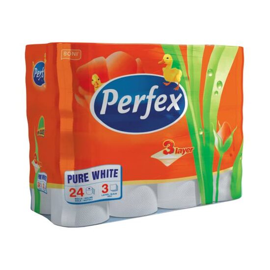 Hârtie igienică Perfex, 3 straturi, 100% celuloză, 24 role/set